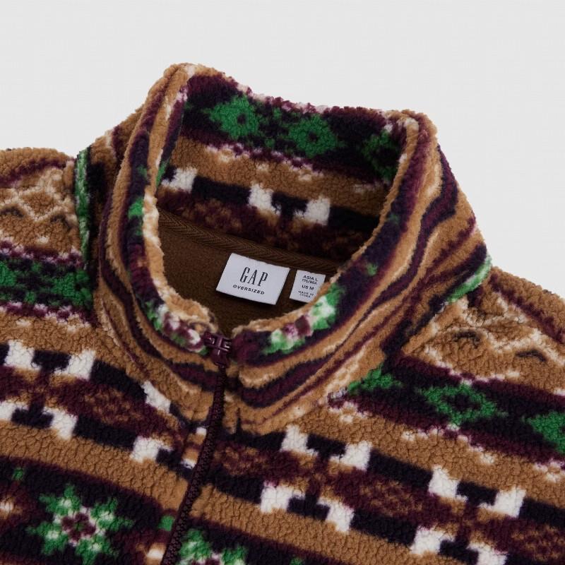 Gap Unisex Fair Isle Jacquard Fleece Stand-Collar Jacket
