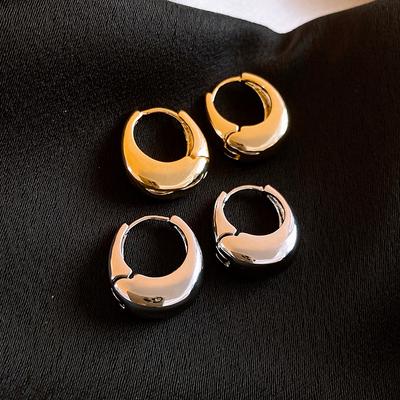 Metallic Ins Geometric Hoop Earrings Women Korean Fashion Premium Ear Buckle Simple Commuter Temperament Fine Jewelry K-