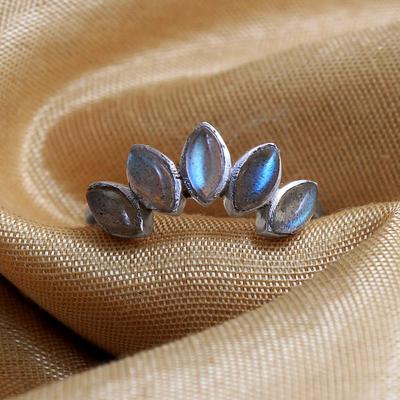 Anello con Pietra di Labradorite Argento Sterling 925 Massiccio Gioiello Fatto a Mano