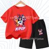 2026 Summer New K- POP Korean Idol Style Boys Girls Outfits Two-Piece Set with  Printed Short-Sleeve T-Shirt Shorts