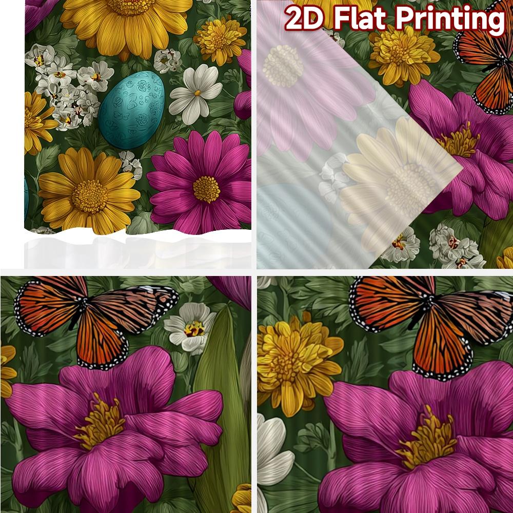 Moderne Flachdruck-Vorhänge ohne Stange Ostereier Blumen Modisches Vielseitiges Polyestergewebe Set aus 2 Stück Hergestellt