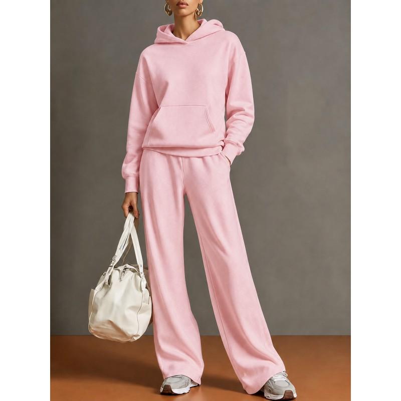2026 Herbst Winter Damen Freizeit Kapuzenpullover Weite Hosen Set Locker Sportbekleidung