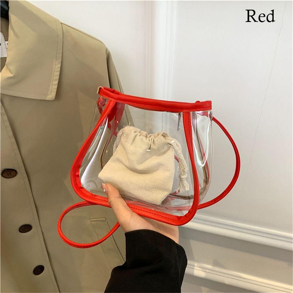 Transparent Shoulder Bag Daily Small Candy Color Clear Jelly Bag PVC Messenger Bag Women Girls