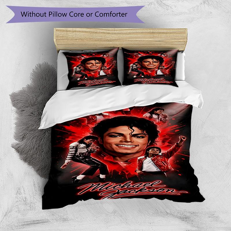 3pcs Duvet Cover Set (1*Duvet Cover + 2*Pillowcase, Without Core), Michael Jackson Print Bedding Set, Bedroom Decor, All‑Season, Birthday Gift