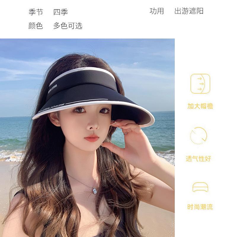 New Sunscreen Hat Summer UV Protection Large Brim Sun Hat Headband Empty Top Hat Sun Hat Face Cover Versatile
