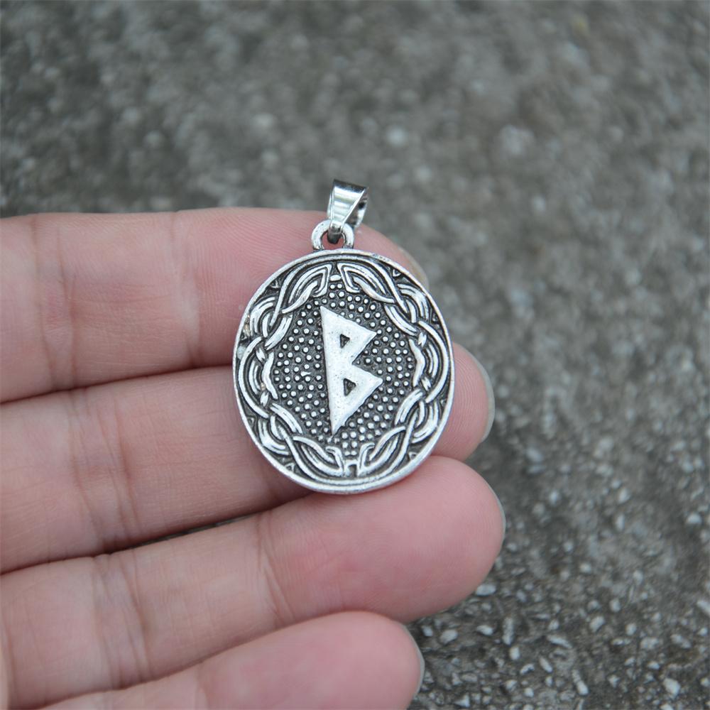 Nordic Elder Futhark Rune Berkana Pendant Viking Raven Amulet Talisman Necklace Earth Mother Birth Charm