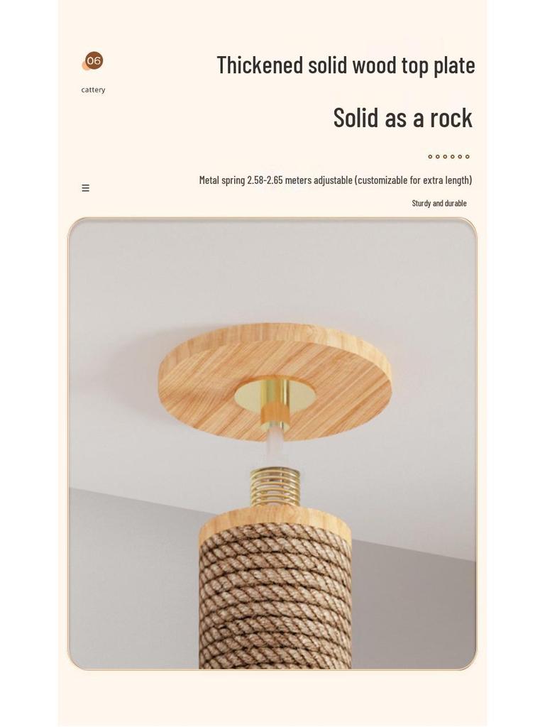 Boden-bis-Decke Katzenkratzbaum mit Raumkapsel & Kratzstamm, Massivholz, Vier Etagen, Katzenkletterspielzeug