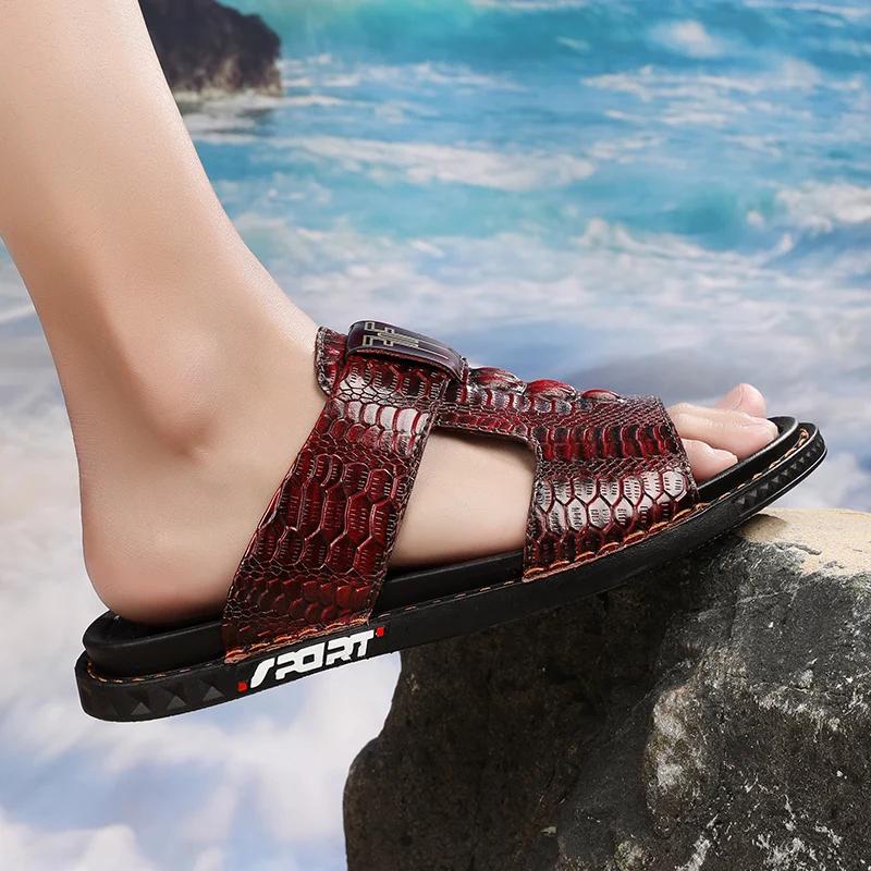 Fashion Leather slippers Men Plus Size Beach Sandals Casual Summer Shoes for men Fashion Flip Flops Sapatos Hembre sapatenis masculino