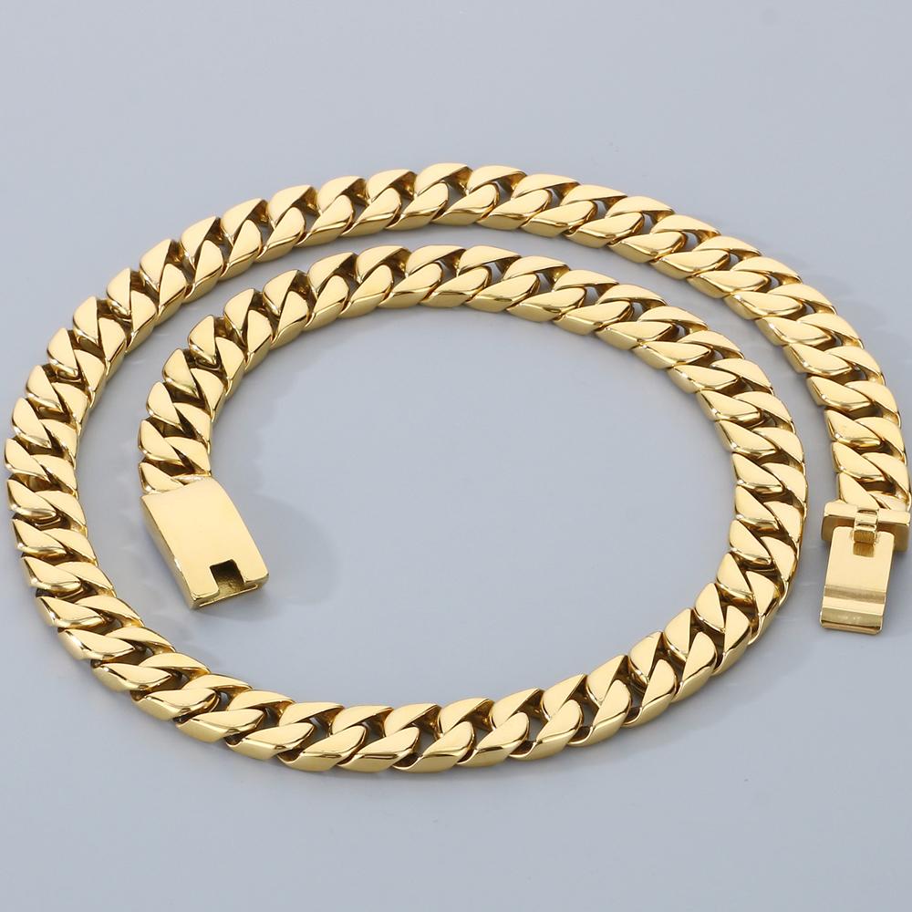 50/60CM Long 12MM Wide Cuban Link Chain Necklaces for Men Solid Stainless Steel On Neck Chains Party Male Jewelry Gifts 5 Color