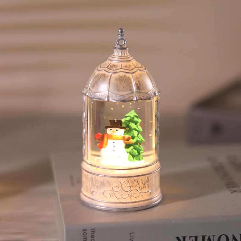 Retro Lantern-Style LED Snowfall Christmas Music Box Crystal Ball Ornament Night Light белый