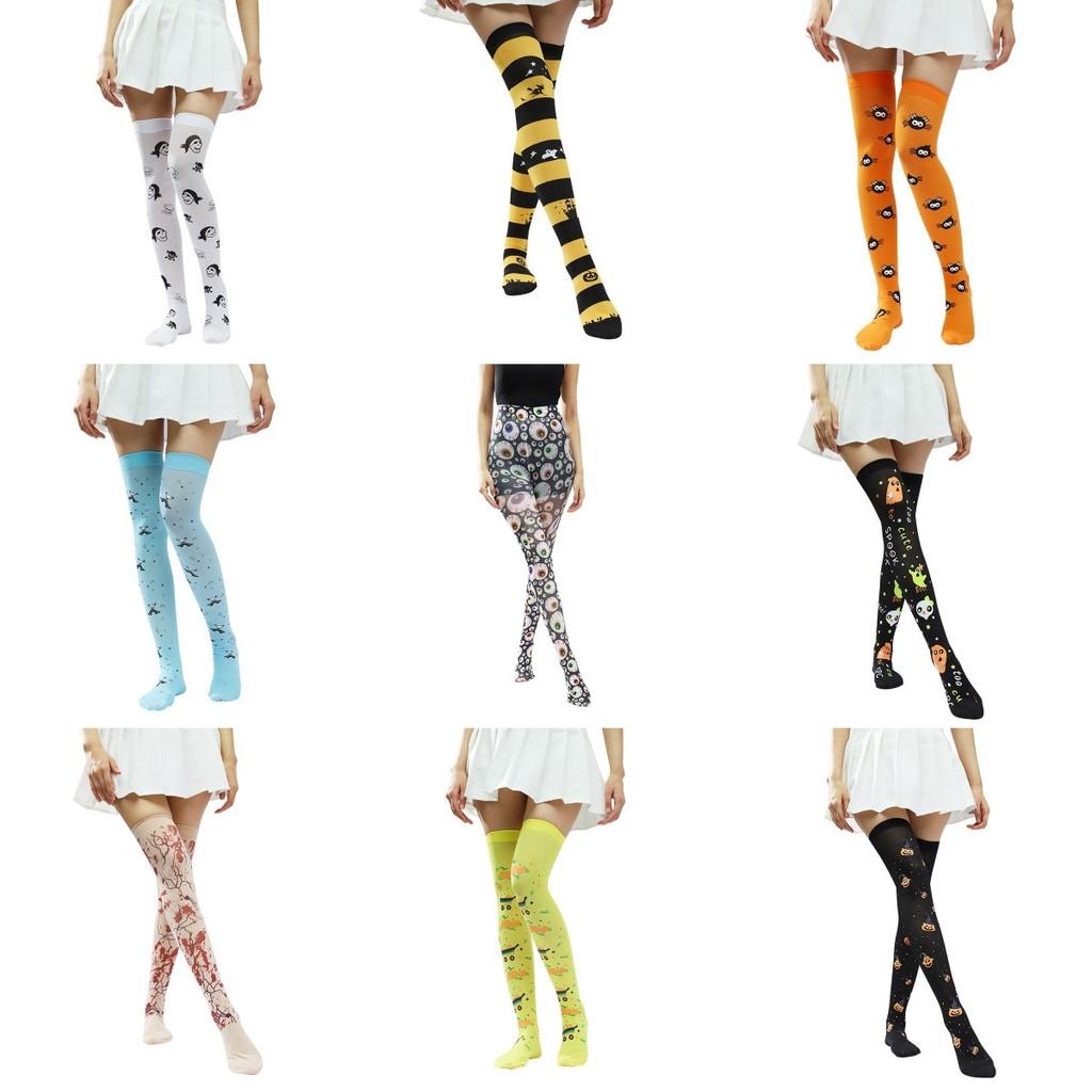 Over Halloween Cosplay Knee Thighhigh Socks Costume Festive Parties Cartoon