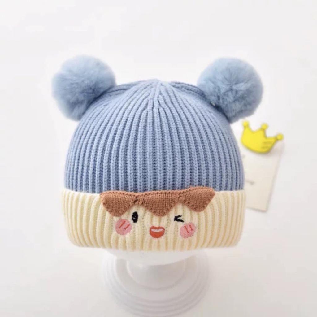 New Autumn and Winter Baby Ear Protection Hat, Warm and Cold Proof Hat, Comfortable Baby Double Ball Soft and Sticky Toe Cap