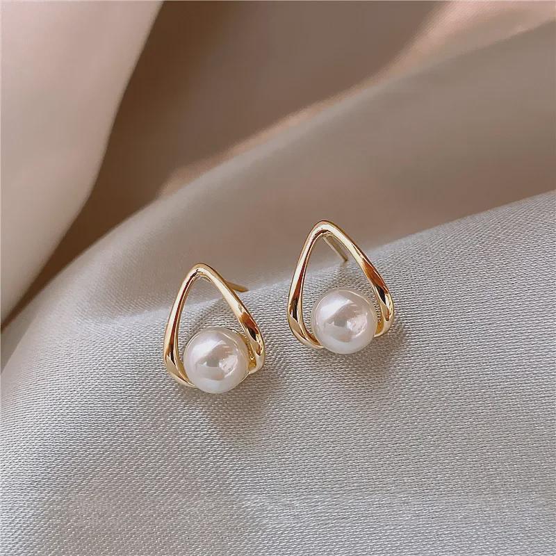 Silver Drop Pearl Earrings - Simple, Versatile, and Elegant for Women