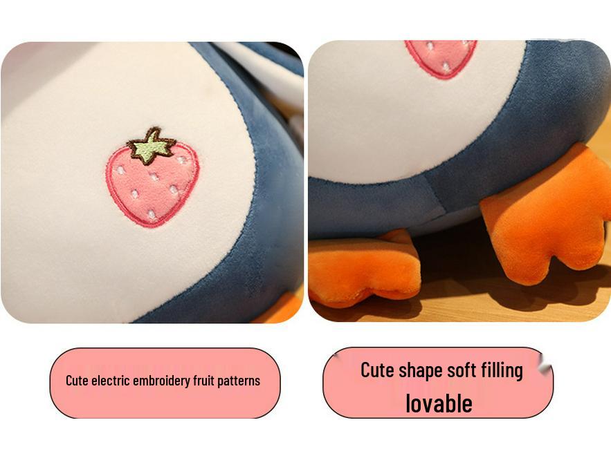 Large Fruit Penguin Pillow: Cute Antarctic Plush Toy for Bed, Huggable Sleeping Doll, Birthday Gift for Girls
