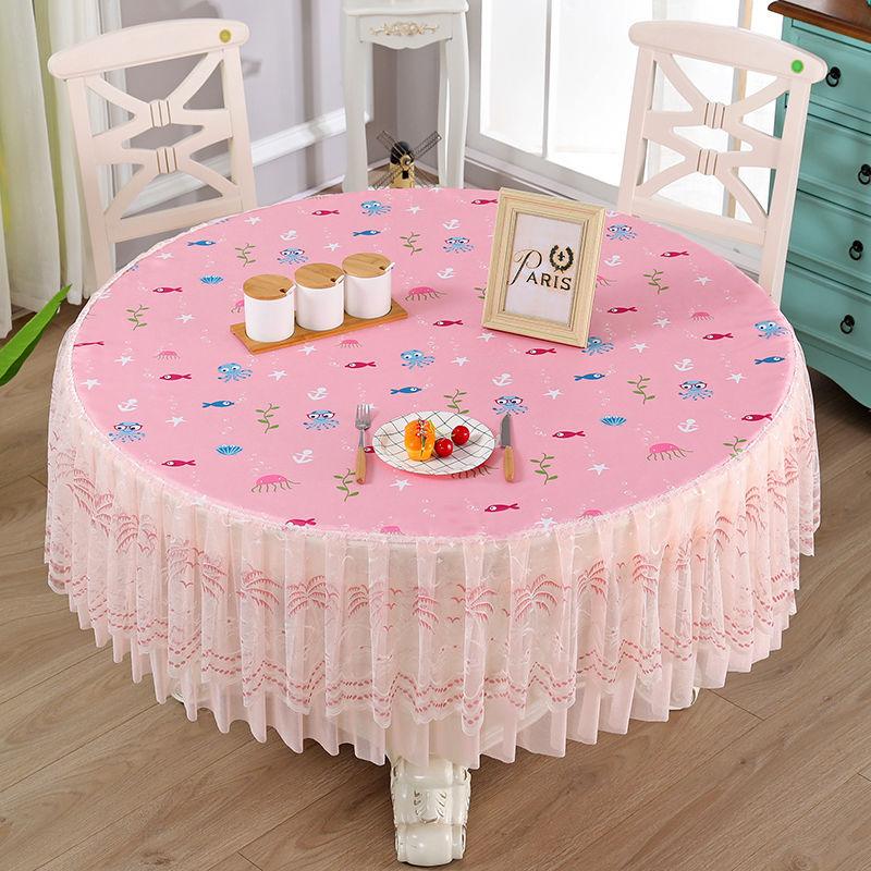 Lace Light Luxury Round Tablecloth Waterproof Tablecloth Dustproof Cover Dining Table Round Tea Table Tablecloth Fabric Home Cover