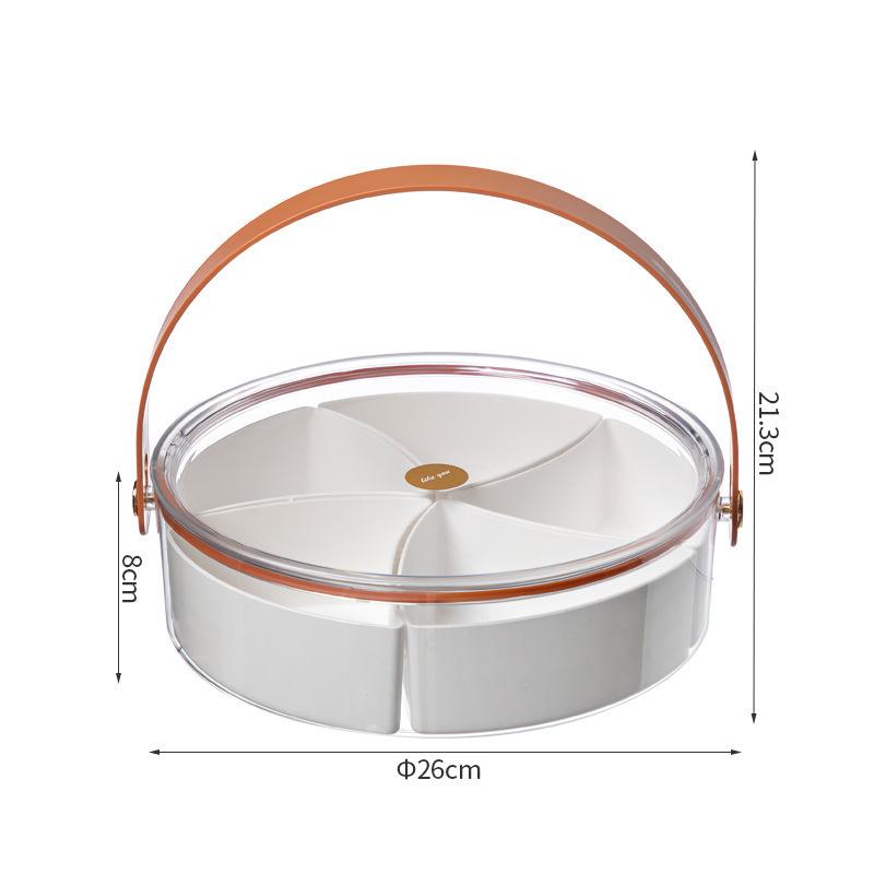 Portable Fruit Tray with Lid Snack Plate Creative Partition Dried Fruit Tray Dessert Candy Tray Fruit Tray Hand Basket Ice Bucket