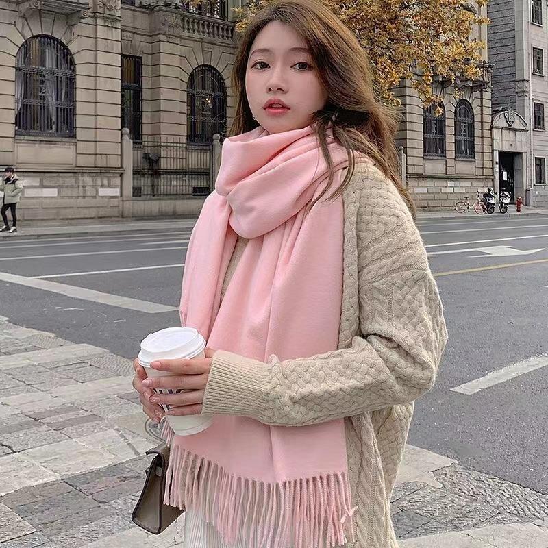 Neuer schwarzer Schal Kaschmir Frau Wolle Damenschal Warmer karierter Schal Damen Winterschals