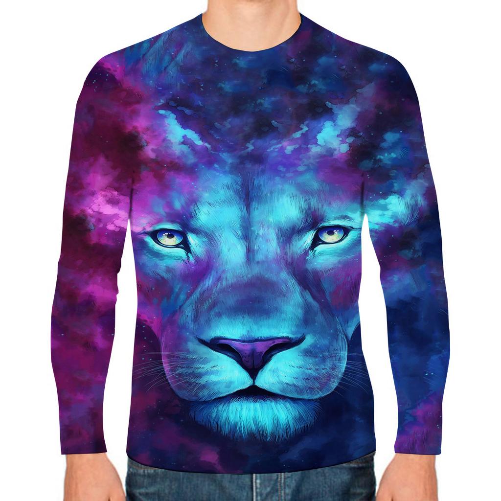 God Christ Jesus And Lion 3D Print Men's T-shirts Autumn O-Neck Long Sleeve Cotton Street Loose Tops Tees Oversized T Shirts 5XL