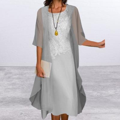 2 pçs/set midi vestido casaco conjunto cor sólida mid-rise solto hem moda feminina estilo casual pulôver meia manga roupas femininas