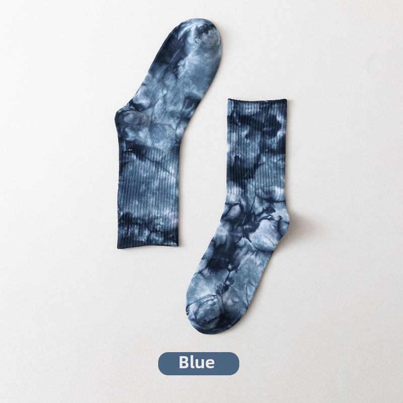 Gradient Tie-Dye Mid-Tube Cotton Socks - Women's Street Fashion & Sport Trend