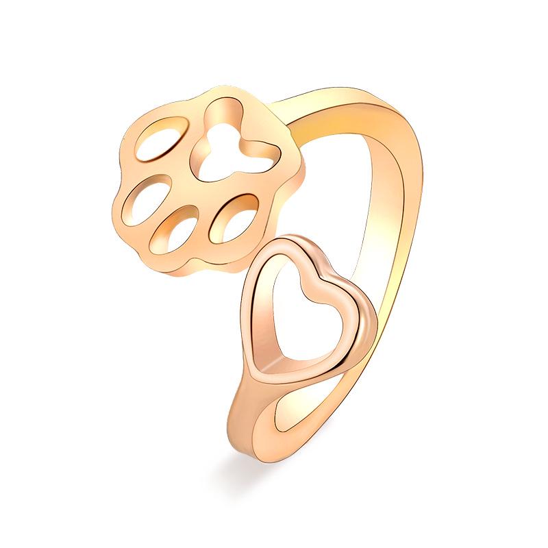 

Жінки, тварини, собаки, лапи, видовжені кільця, особисті персні, що відкриваються, ювелірні вироби для дівчат, подарунок LXY рожевий колір золота