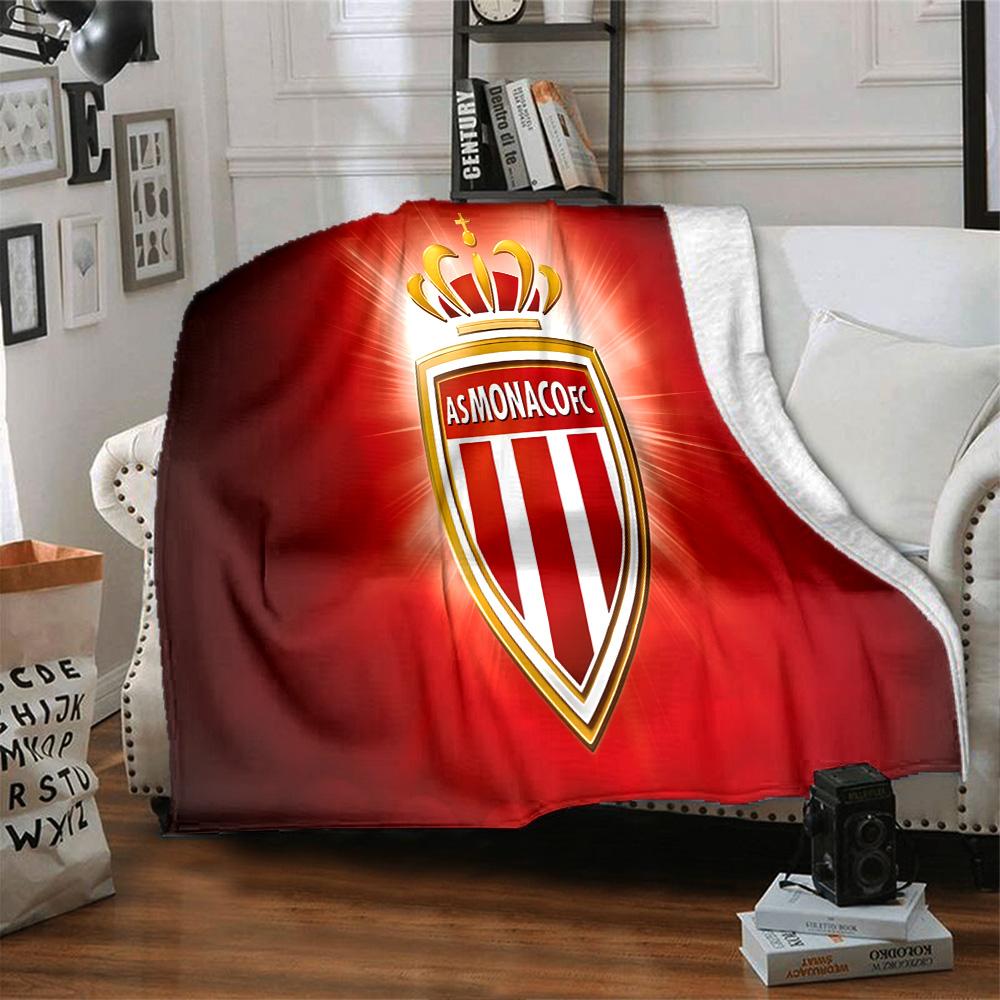 As Monaco Crest Flannel Blanket, Soft Polyester, Modern Design, All-Season for Camping, Travel, Gifts for holidays or birthdays