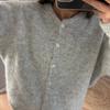 Soft Knitted Cardigan Women's Retro Button Gray Wool Sweater Jacket