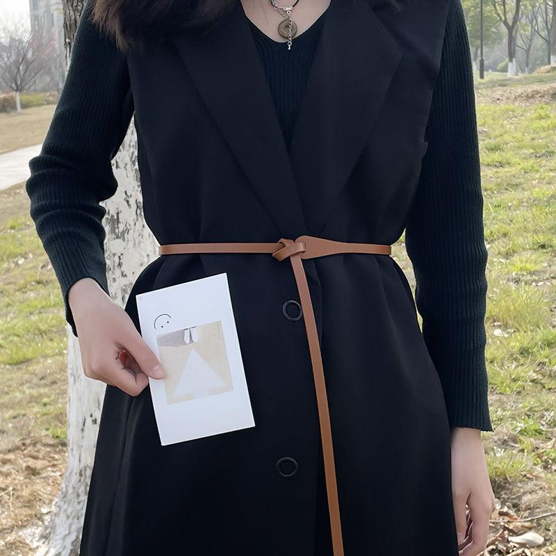 

Шикарный женский тонкий пояс с узлом, доступный в черном, кофейном и бежевом цветах A171 Tan