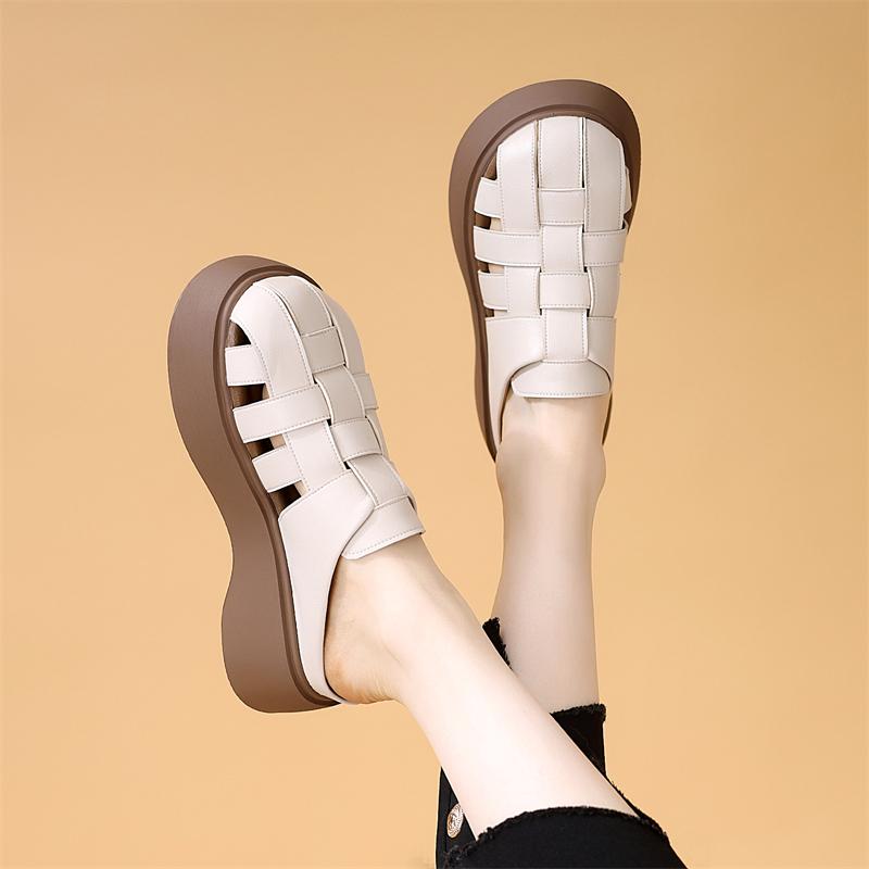 Mode Hausschuhe Damen Sommer Zehen bedeckt Luxus Pantoletten Flechtwerk Absätze Schuhe Slipper Große Größe Designer Römersandalen Mode Slipper Schuhe