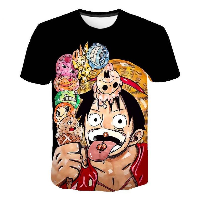 European and American Trendy New One Piece Rubber Man Luffy 3D Digital Printed Cartoon Cool Boy T-shirt