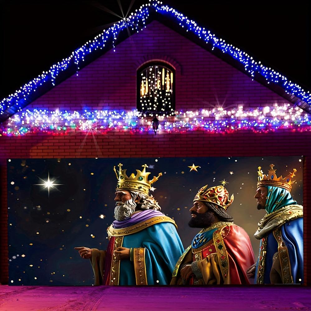 Weihnachts Garagenbanner - Krippenszene mit Stern und Heiligen Drei Königen Geeignet für Außen- und Innendekoration