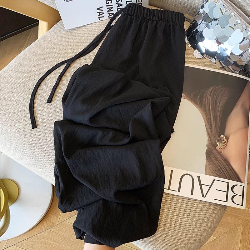 Women's Textured Pleated Tencel Cotton Wide Leg Pants