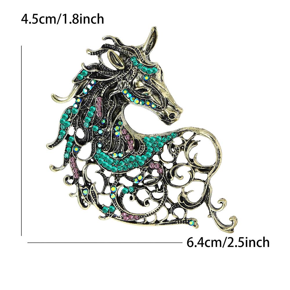 1Pc Luxury Rhinestone Horse Brooches Women Men Vintage Colorful Crystal Handsome Alloy Brooch Badge Pin New Year Jewelry Gift