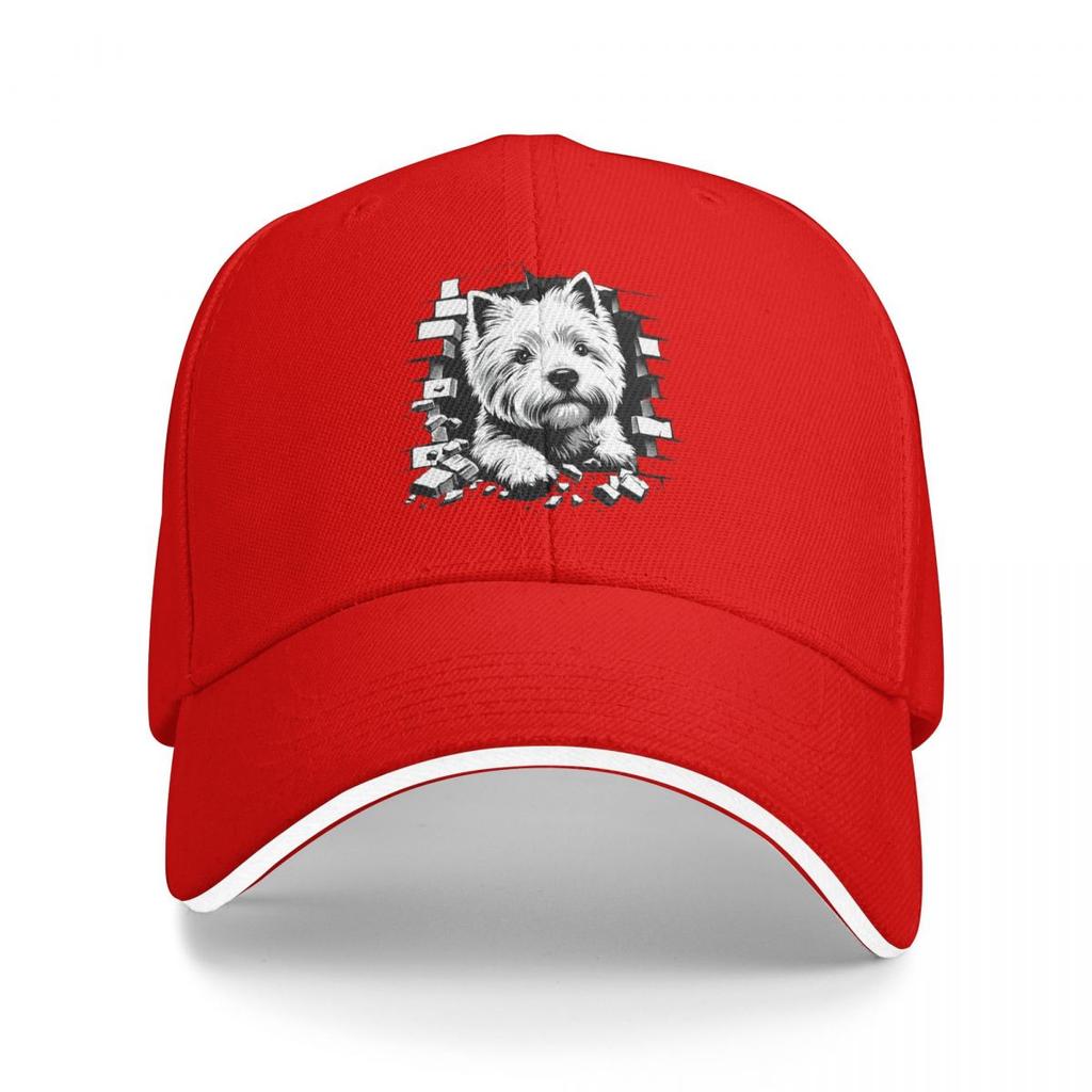 Peeking Dog West Highland White Terrier Baseball Caps Snapback Baseball Hats Breathable Casual Casquette Outdoor for Unisex