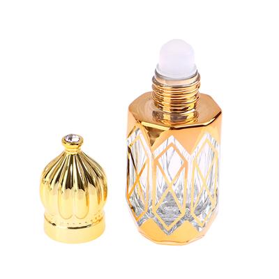 6Ml Golden Refillable Perfume Bottles Glass Roll-On Essential Oil Bottle