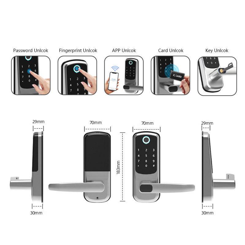 European and American Fingerprint Password Smart Lock with Tuya WiFi - No Drill Installation