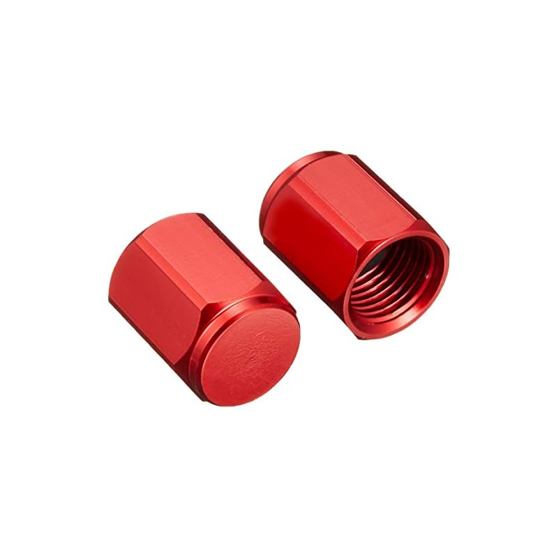 POSH FAITH Motorcycle Accessories Aluminum Colored Air Valve Cap Hex Type Red 000804-02
