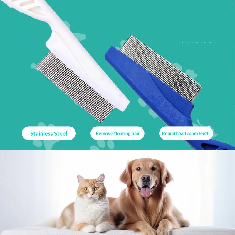 Pet Tear Stain Flea Comb Fine Tooth Stainless Steel Grooming Comb For Dogs Cats Eye Face Hair Debris Removal