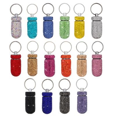 Portable Glittering Pills Organizer Small Waterproof Travel Medicine Holder with Keyring for Camping Adventures