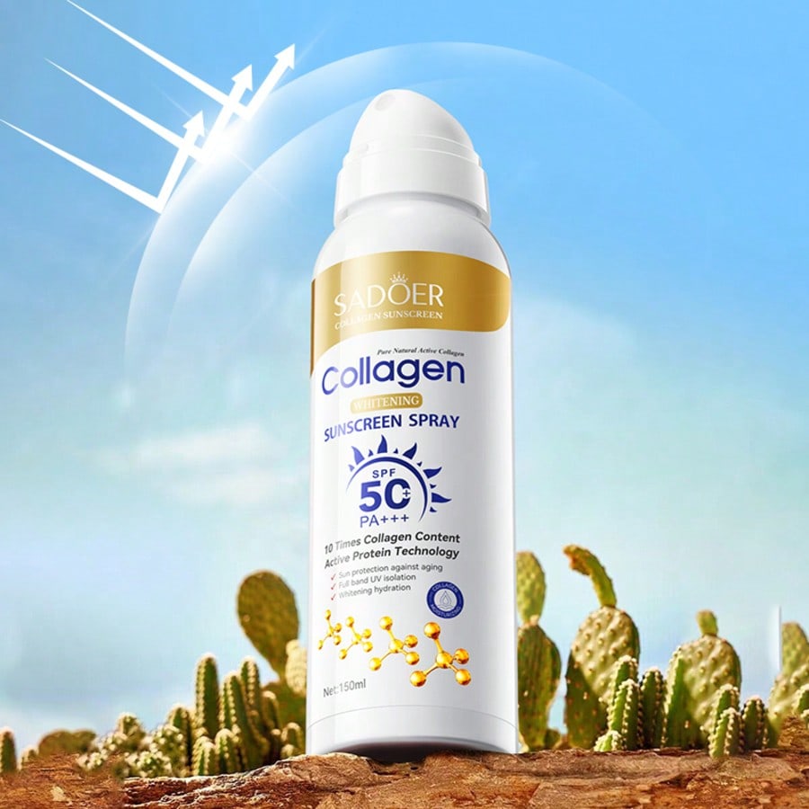 Collagen Anti Wrinkle Whitening Sunscreen Spray SPF50 PA+++ with UV Protection for Face and Body