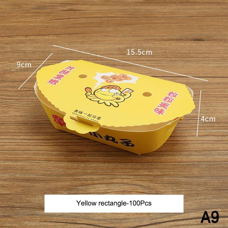 100Pcs Disposable Cartoon Octopus Ball Packaging Box Japanese Street Food Takoyaki Takeaway Snack Packing Container Party