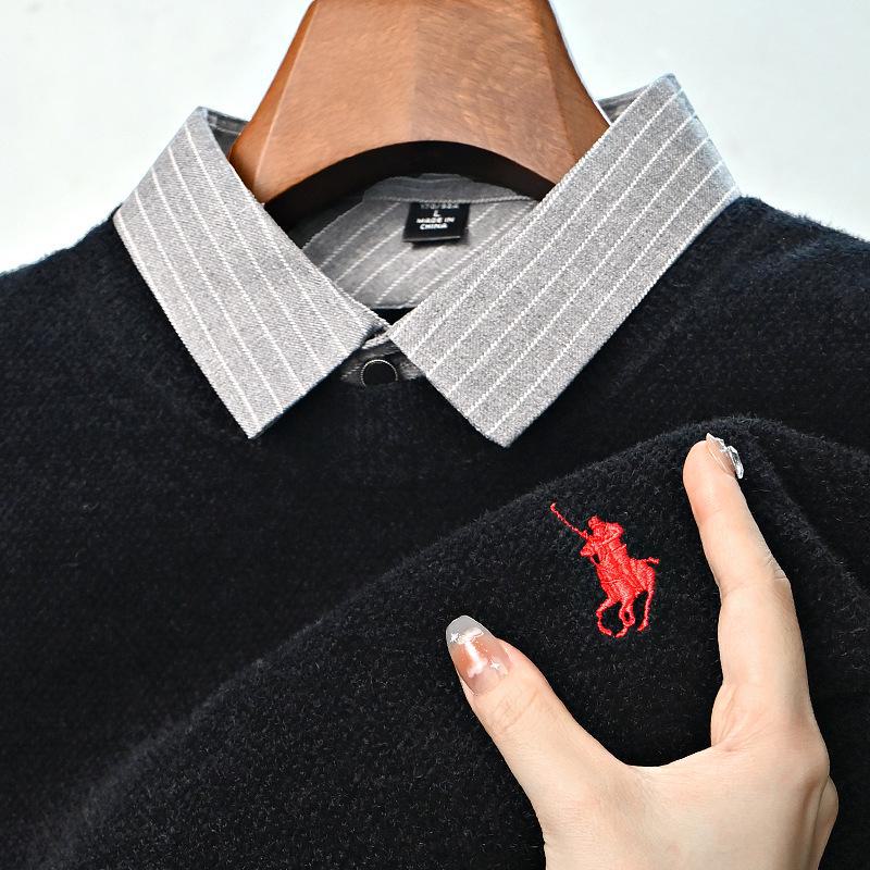 Paisong Herren Chenille Pullover: Samt Lagenlook, Herbst/Winter Dickstrick für Mittelalte.