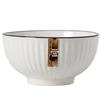 Linpan Pure White Ceramic Bowls, 4.5-inch, Black Rim (Set of 10)