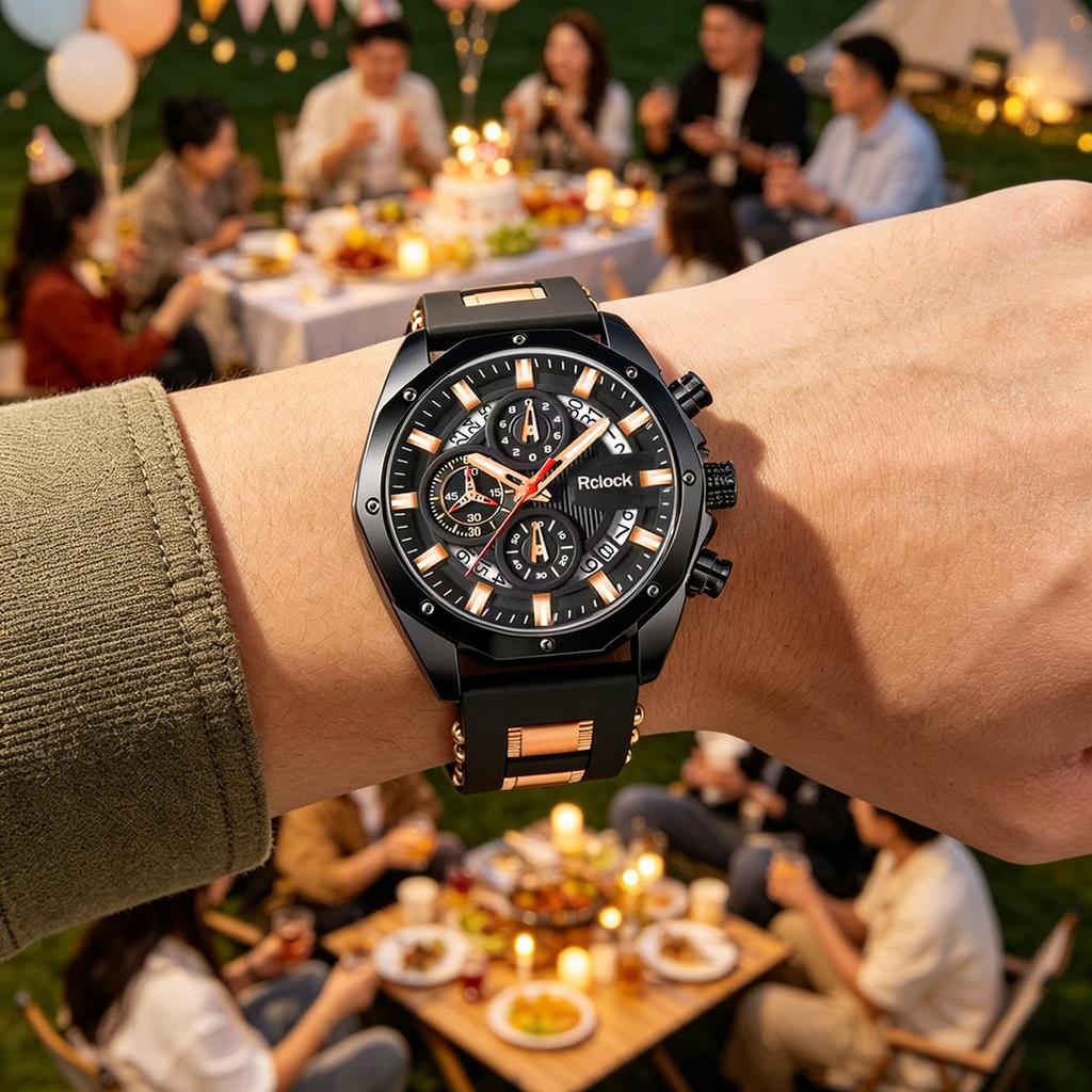 1 Stück Herren Sport Quarzuhr Großes Zifferblatt Armbanduhr Silikonarmband Datum Männlich Business Casual Uhr Geschenk