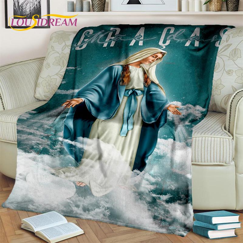 Jesus Blessed Virgin Mary Pray Blanket,Soft Throw Blanket for Home Bedroom Bed Sofa Picnic Travel Office Rest Cover Blanket Kids