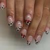 Leopard Print French Nails: Reusable Press-On Cherry Tips