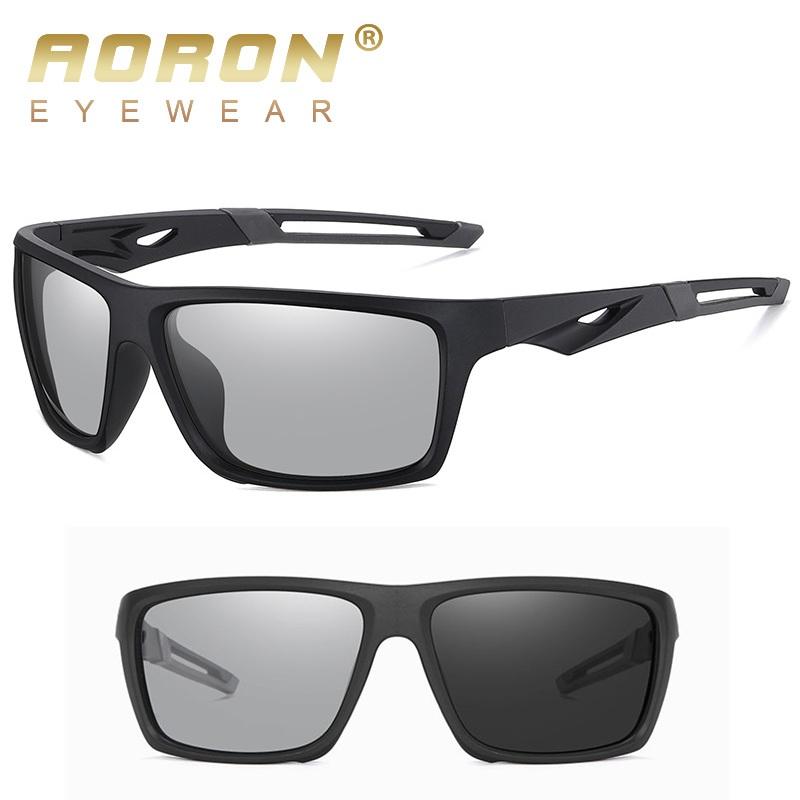 AORON PC Frame Photochromic Polarized Sunglasses for Men Women Fashion UV400 Anti Glare Sports Driving Cycling Glasses Outdoor Skiing Goggles