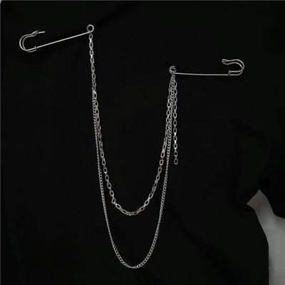 Punk Double Layered Pants Chain With Brooch Pin For Women Men Hip Hop Waist Chain Dress Jewelry Gothic Rock Accessories