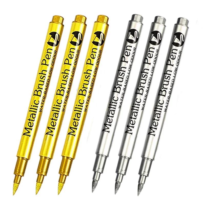 6pcs Waterproof Metallic Permanent Marker Pens for DIY - Ideal for Resin Molds, Gold & Silver Drawing - Essential Craft Suppli