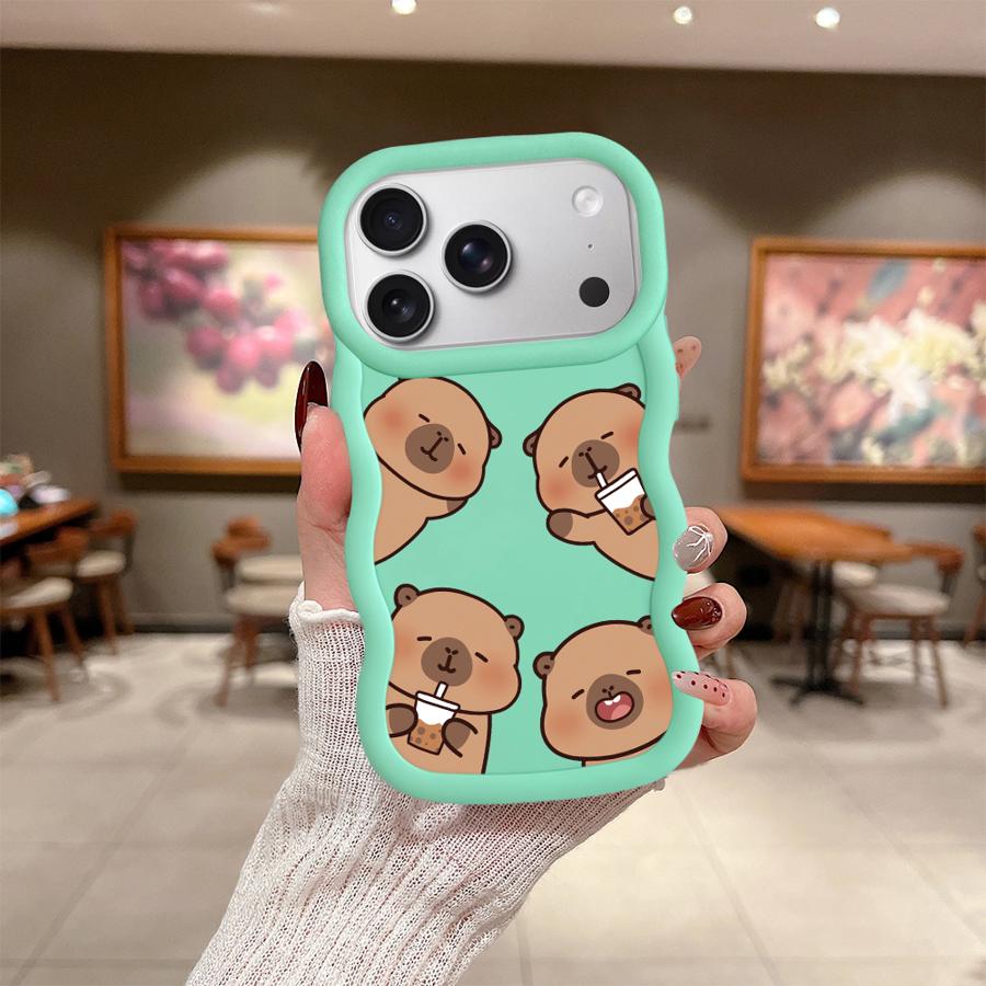Case for iPhone XR 14 16 Pro Max 12 17 Air 13 11 15 Plus 8 Soft Phone Cover Cute Cartoon Capybara